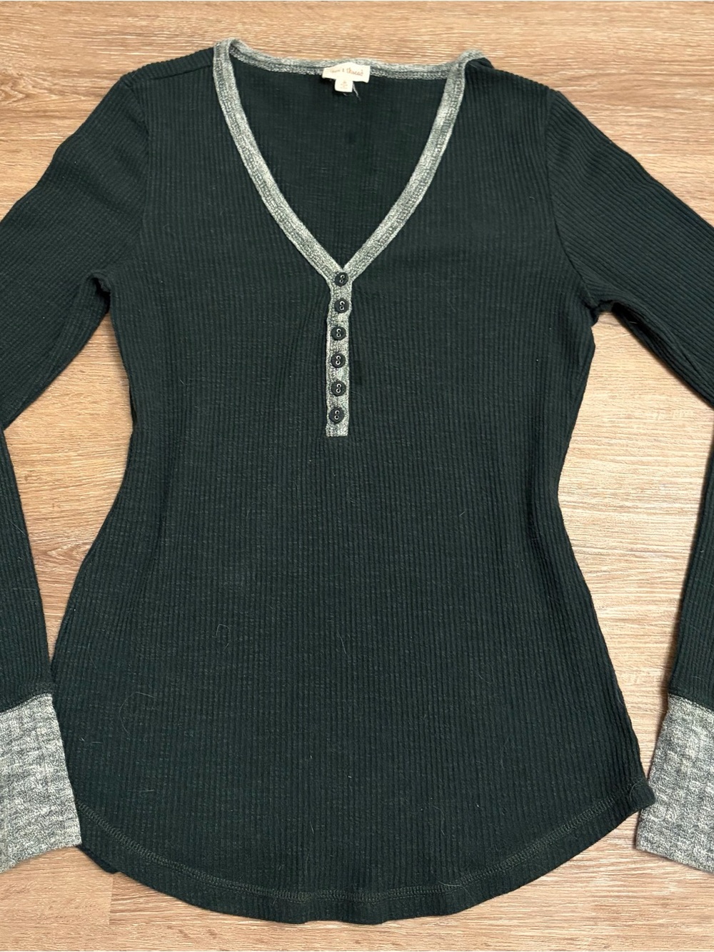 Hem & Thread Forest Green Ribbed Henley